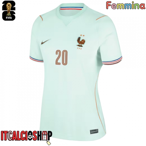 Francia Desire Doue #20 Seconda Maglia Femmina Mondiali 2026 Manica Corta